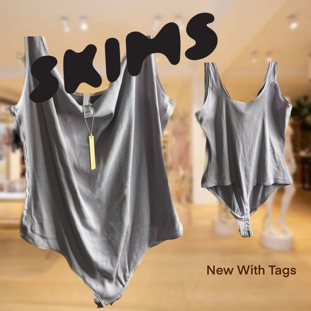NWT SKIMS ribbed cotton thong bodysuit